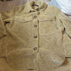 Zara Women's Cream tan Teddy Jacket size small